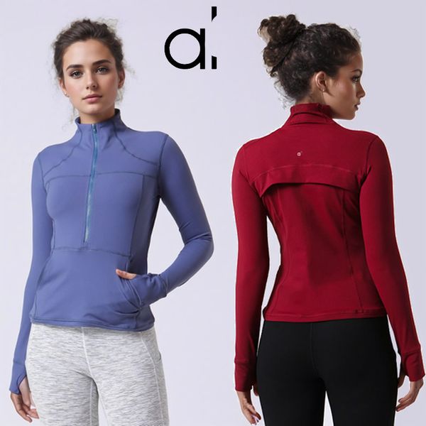 AL Yoga Designer Womens Zipper Half Front Hight Neck T-shirt Printed Running Fiess Jacket Long Sleeve Cover Finger Casual Slimming Sports Tight Coat, Red
AL Yoga Designer Womens Zipper Half Front Hight Neck T-shirt Printed Running Fiess Jacket Long Sleeve Cover Finger Casual Slimming Sports Tight Coat, Red