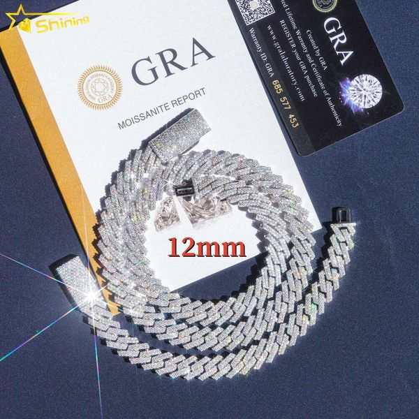 Hip Hop Jewelry Pass Diamond Tester In Stock Iced Out Two Row Stone 12Mm VVS Moissanite Cuban Link Chain Necklace
Hip Hop Jewelry Pass Diamond Tester In Stock Iced Out Two Row Stone 12Mm VVS Moissanite Cuban Link Chain Necklace