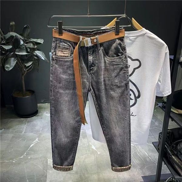 

Stylish slim plump handsome men's jeans 2023 autumn winter thickened cashmere high-end Korean version of the trend long pants men 24, Darkcyan