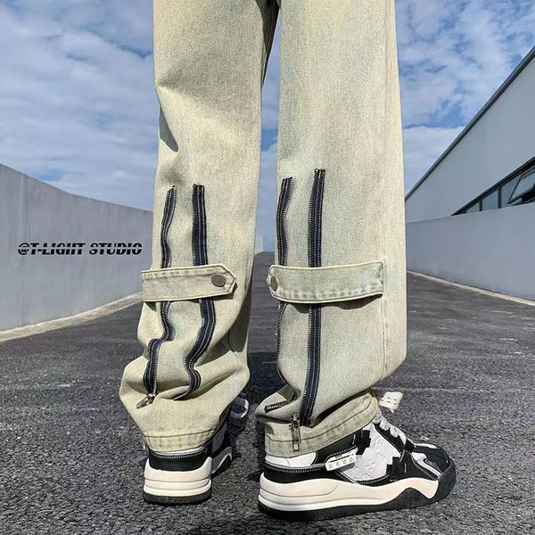American high street zipper jeans men fall new ins fashion brand Plankton handsome retro loose straight leg casual pants 18, Darkcyan
American high street zipper jeans men fall new ins fashion brand Plankton handsome retro loose straight leg casual pants 18, Darkcyan