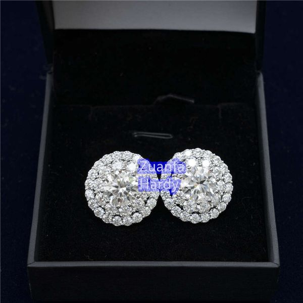 Big Size Diamond VVS Moissanite Solitaire Sterling Sier Stud Earrings