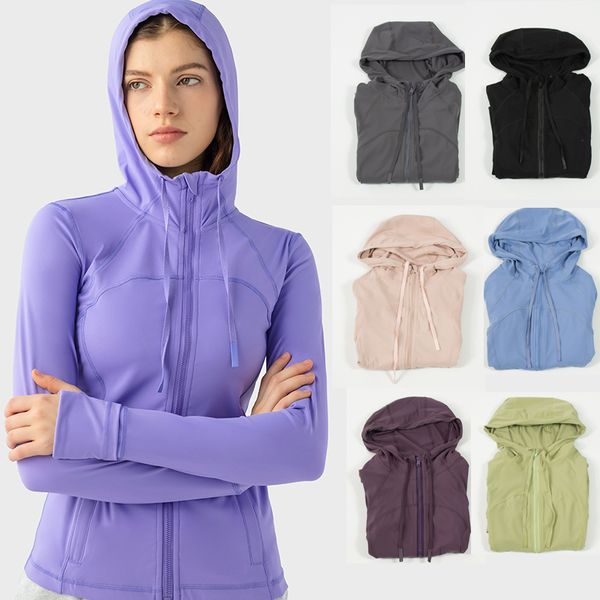 

LL Yoga Defi Hooded Jacket Full-zip Coat Shaping Waist Tight Gym Sweatshirts Windproof Versatile Studio-to-street Weekend Jogger Sportswear, Mix order(please mark the color)