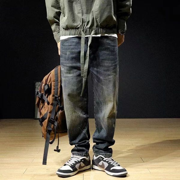 American heavy vintage jeans men autumn and winter new elastic large size casual pants stone wash pants men 33, Darkcyan
American heavy vintage jeans men autumn and winter new elastic large size casual pants stone wash pants men 33, Darkcyan