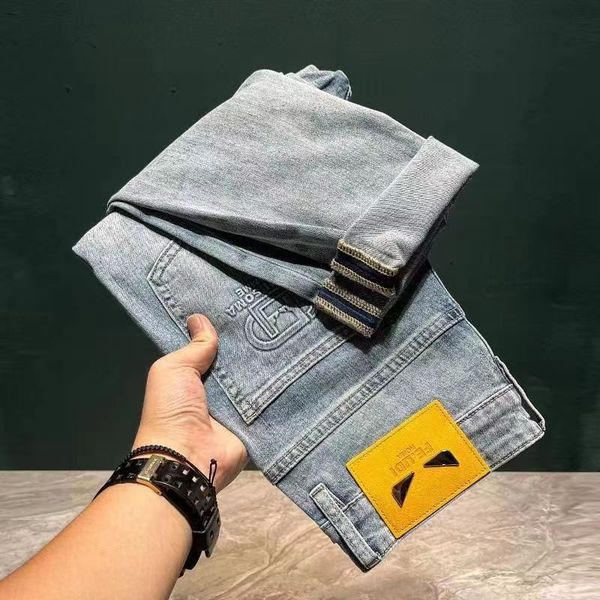 Spring and autumn new embroidered printed small feet jeans male fashion network red with Korean version slim-fit trend wear-resistant pants male 29, Darkcyan
Spring and autumn new embroidered printed small feet jeans male fashion network red with Korean version slim-fit trend wear-resistant pants male 29, Darkcyan