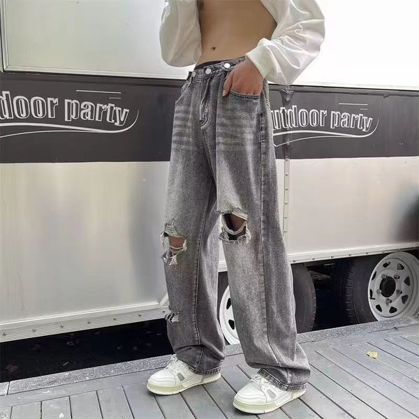 Hipster ripped jeans Europe and the United States men retro straight leg loose slim waist wide leg pants washed to do old hipster pants 37, Darkcyan
Hipster ripped jeans Europe and the United States men retro straight leg loose slim waist wide leg pants washed to do old hipster pants 37, Darkcyan