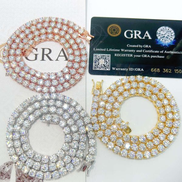 Hot Sale Product Teal Moissanite Chains Necklace Sterling Sier Tennis Chain