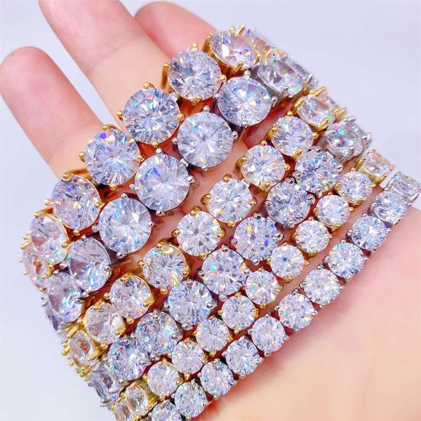 New Style Vvs Moissanite Diamond Sterling Sier White Gold Tennis Chain
