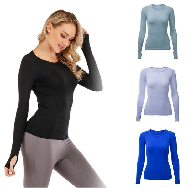 

Lu Women's Yoga Shirt T-shirt Breathable Running top Quick drying seamless short sleeve sports cycling fitness wear Women's full T-shirt high elasticity, Colour2