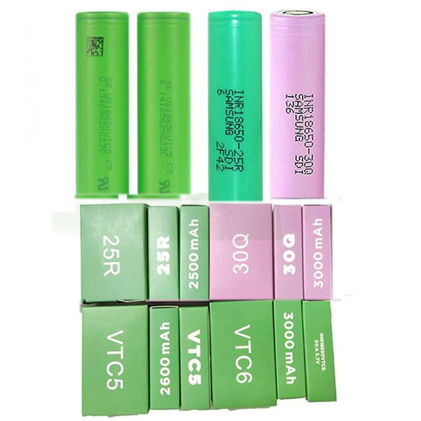 High Quality INR18650 25R 30Q VTC5 VTC6 18650 Battery 2500mAh 3000mAh Green Rechargeable Lithium Batteries For Samsung Sony Hot