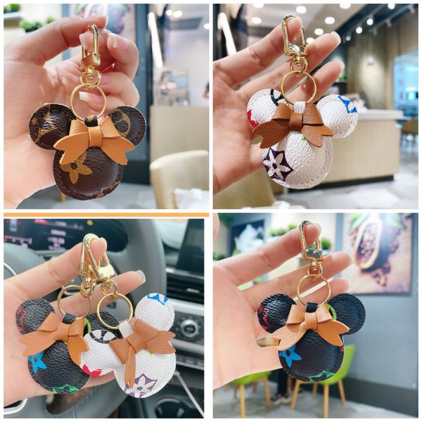 Wholesale Mouse Design Car Keychain Flower Bag Pendant Charm Jewelry Keyring Holder for Women Men Gift Fashion PU Leather Animal Key Chain Accessories