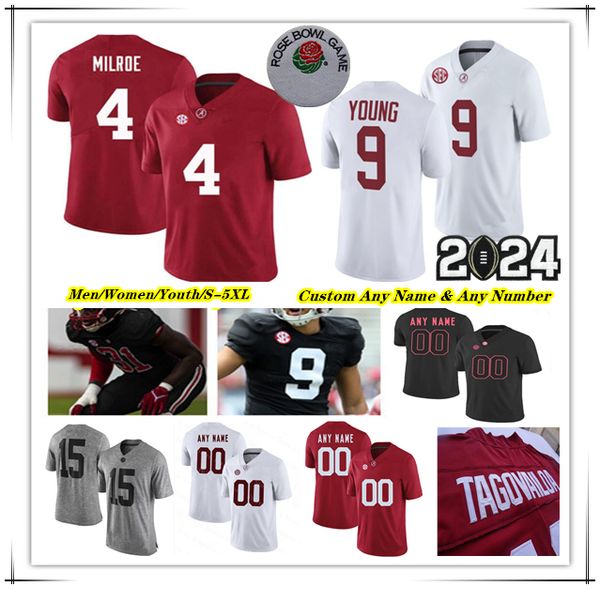 

NCAA College Alabama Crimson Tide Football Jersey Bryce Young Mac Jones Will Anderson Jr Najee Harris DeVonta Smith JOSH JACOBS Justin Eboigbe Braswell Tagovailoa, Men red with rose ptach