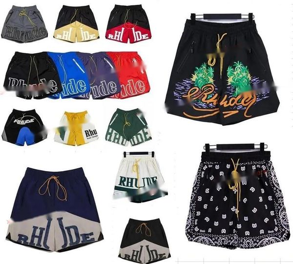 

Rhude Designer Shorts For Men Summer Swim Short Casual Mens Shorts Blue Black Beach Pants Size S  L XL Men Street Drawstring Tighness Loose Ligthweight Shorts, Gr7