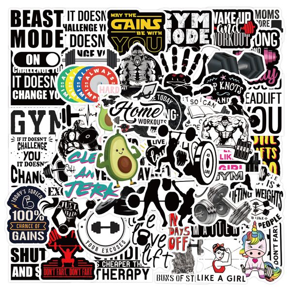 

55pcs cute sport encouragement words cartoon graffiti Waterproof PVC Stickers Pack For Fridge Car Suitcase Laptop Notebook Cup Phone Desk Bicycle Skateboard Case.