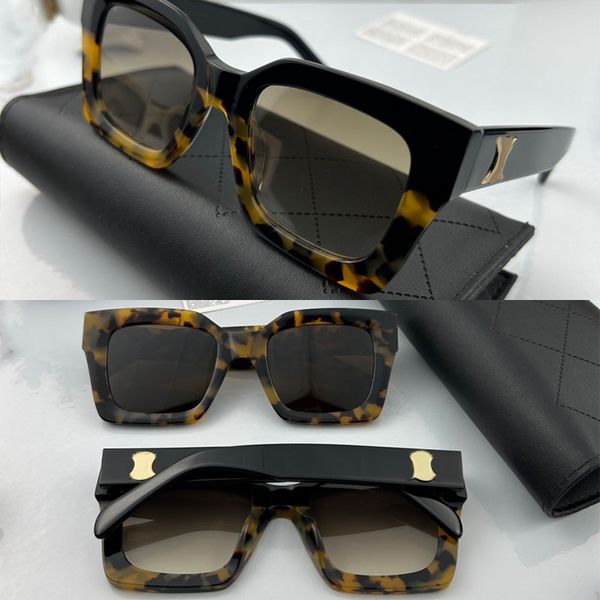 

TRIOMPHE SUNGLASSES IN ACETATE a luxurious men and women designer with high-quality square large frame gold metal logo on temples CL143S leisure vacation and travel