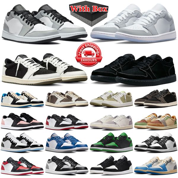 

With box 1s basketball shoes jumpman 1 men women Black Phantom Reverse Mocha Olive Light Smoke Wolf Grey Panda Concord Shadow Bred Toe mens trainers sports sneakers, 41