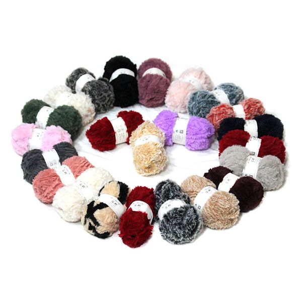 

imitation mink down feather yarn hand woven rod needle knitted hat scarf crochet thread ball special yarn fur thread 5 sets/piece, Multi-colored