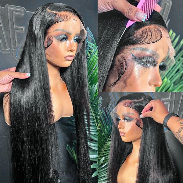250 Hd Density Straight Glueless Lace Front Wig Human Hair Ready To Wear Black Synthetic Lace Front Wig 40 Inch 360 Lace Frontal Wigs al s, Black color
250 Hd Density Straight Glueless Lace Front Wig Human Hair Ready To Wear Black Synthetic Lace Front Wig 40 Inch 360 Lace Frontal Wigs al s, Black color