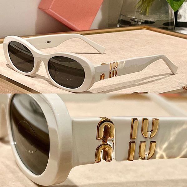 

Fashion men and women designer Niu Glimpse sunglasses UV400 oval acetate frame straight edge mirror legs with metal letter logo on temples SMU06ZS party outdoor
