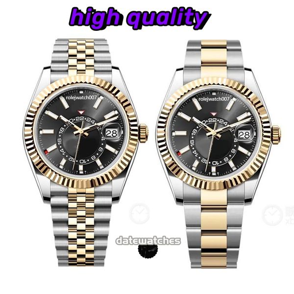 

High quality men's watch mechanical movement stainless steel dial 42mm watch double rotation date sapphire waterproof Montre De Luxe fashion watch gift box