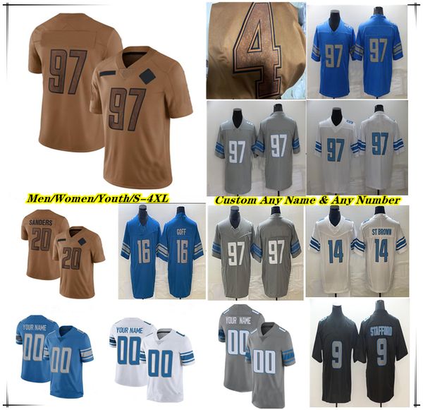 

Custom Football Jersey Jared Goff David Montgomery Jahmyr Gibbs Amon-Ra St. Brown Sam LaPorta Alex Anzalone Alim McNeill Tracy Walker III Josh Reynolds Barry Sanders, Men black