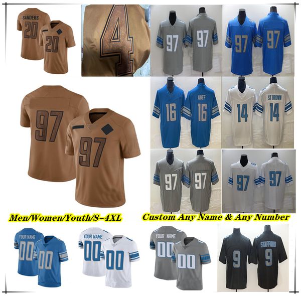 

American Football Jersey Jared Goff David Montgomery Jahmyr Gibbs Amon-Ra St. Brown Josh Reynolds Sam LaPorta Alex Anzalone Derrick Barnes Jack Campbell Sanders 4XL, Men grey