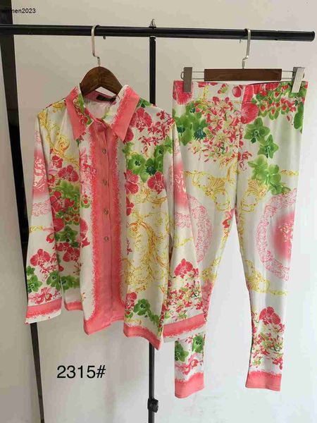 

Luxurious Women Two Piece Suit Turndown Collar Shirt Upper Garment Quality Pattern Fashion High Waisted Trousers Dec 18, #1