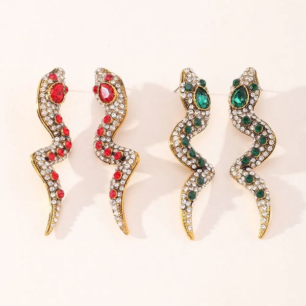 

Luxury Designer Women's Earrings Personalized Fashion Snake Earrings Full Diamond Retro Earrings Ladies Trend Personalized Zodiac Jewelry Birthday Gift