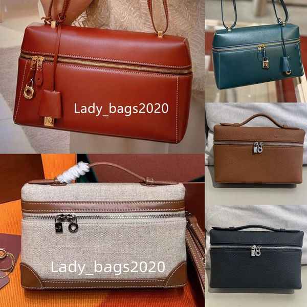

Lunch Loro L19 Box Bag LP Women Large L27 Bags Designer Makeup Genuine Leather Handbags Canvas Ostrich Stranded Handbag Two Way Shoulder Crossbody s