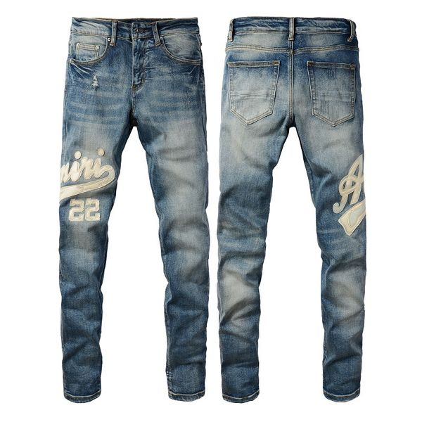 Fashion Men Light Blue Embroidery Amiryes Letter Leather Washed Stretch Slim Jeans Youth Usa Size
Fashion Men Light Blue Embroidery Amiryes Letter Leather Washed Stretch Slim Jeans Youth Usa Size
