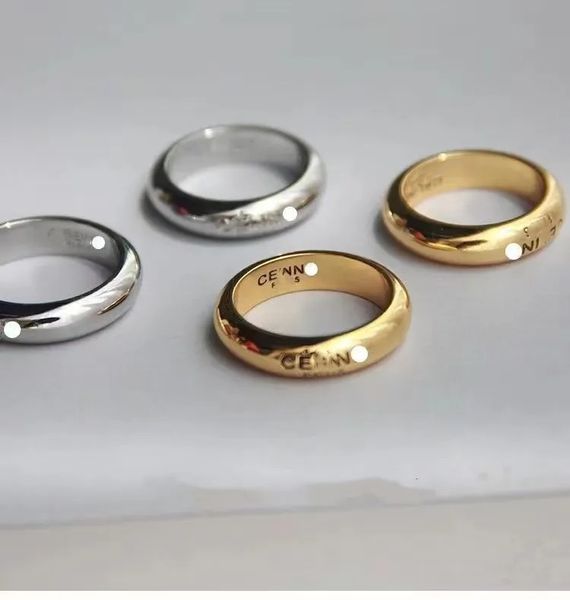 

Luxury Designer Exquisite Smooth Men's Women's Vegan Ring Fashion Trend Couple's Ring Letter Engraving Gold and Silver Two Colors