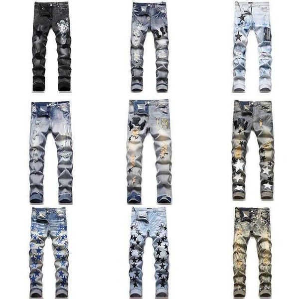 Luxurious Mens Jeans Designer Jeans High Street Amris Jeans Embroidery Purple Jeans Pants Womens Top Quality Ripped Patch Hole Denim Straight Slim Pants, 18
Luxurious Mens Jeans Designer Jeans High Street Amris Jeans Embroidery Purple Jeans Pants Womens Top Quality Ripped Patch Hole Denim Straight Slim Pants, 18
