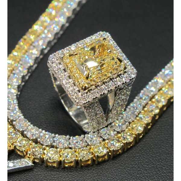 Fine Jewelry Emerald Yellow Moissanite Pendant And Ring Sier Plated White Gold For Hip Hop Man
Fine Jewelry Emerald Yellow Moissanite Pendant And Ring Sier Plated White Gold For Hip Hop Man