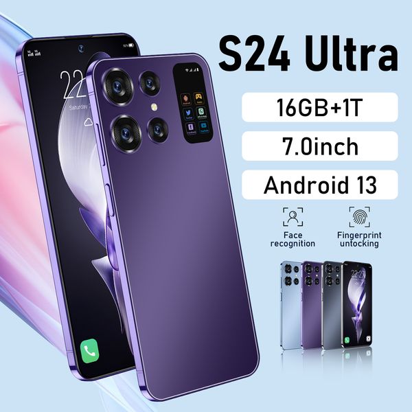 

Ultra S24 Mobile Phones 7.3 HD Screen Smartphone Original 16G+1T 5G Dual Sim Celulares Android Unlocked 72MP 6800mah Cell Phone Global Version, Clear