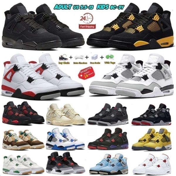 

Jumpman High Og 4s Mens Basketball Shoes Military Black Cat Thunder Pine Green Sail Cement Seafoam Bred Men Women Kids Infants Children Sports Sneakers, Color#11