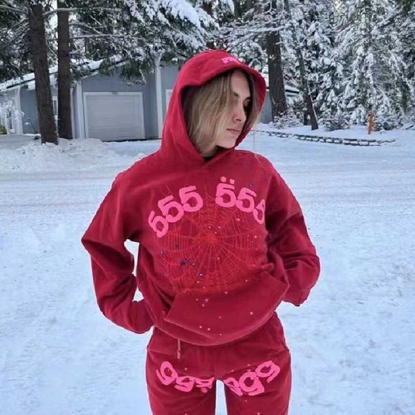 

Tracksuit Men 555 Hoodie Spider Hoodies Sp5der hoodie Designer hoodies Women Young Thug Star' same terry style sp5der 5555555 Pink Hoodie Sweater Couple sportswear, Red