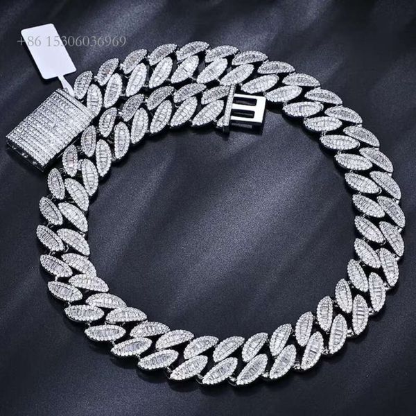 Necklace Sterling Sier 20Mm Hiphop Moissanite Miami Cuban Chain