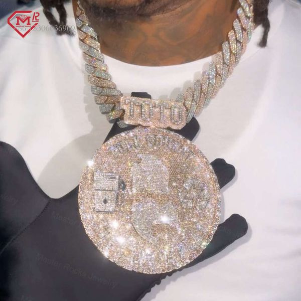 Hip Hop Big Round Iced Out Sterling Sier Vvs Moissanite Custom Pendant 
Hip Hop Big Round Iced Out Sterling Sier Vvs Moissanite Custom Pendant