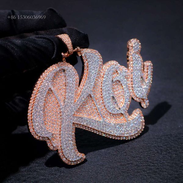 Hiphop Jewelry Sterling Sier Custom Name Iced Out VVS Moissanite Pendant