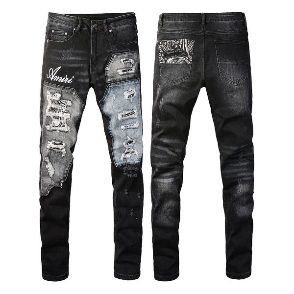High Street Stretch Slim Fit Pants Stitching Embroidered Amiryes Trendy Men's Hole Jeans Washed Usa Size Black
High Street Stretch Slim Fit Pants Stitching Embroidered Amiryes Trendy Men's Hole Jeans Washed Usa Size Black