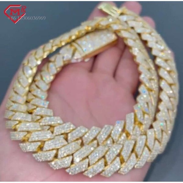 VVS Moissanite 16Mm Hiphop Miami Ice Out Sterling Sier Real Gold Plated Cuban Link Chain
VVS Moissanite 16Mm Hiphop Miami Ice Out Sterling Sier Real Gold Plated Cuban Link Chain