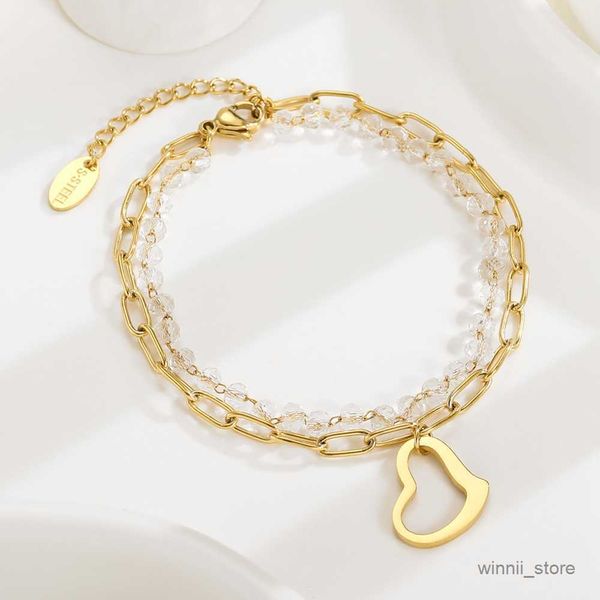charm bracelets wild fashion heart pendant stainless steel bracelets for women transparent beads chain stacked hand jewelry r230701, Golden;silver
charm bracelets wild fashion heart pendant stainless steel bracelets for women transparent beads chain stacked hand jewelry r230701, Golden;silver