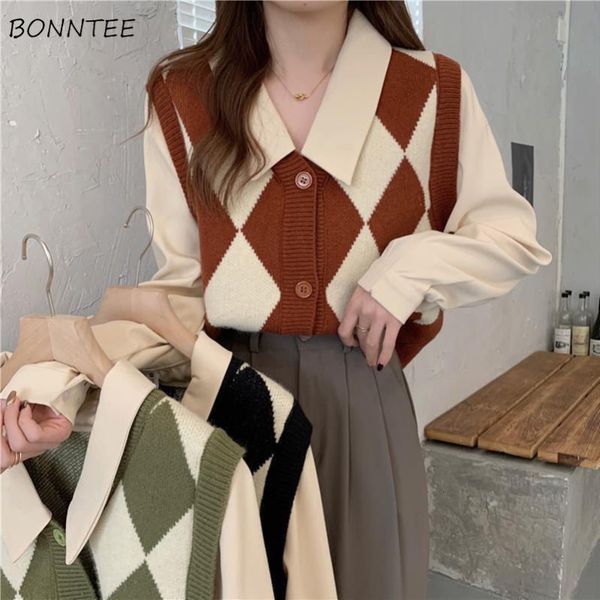 women's blouses shirt fake two pieces fashion soft vintage patchwork design female autumn all match preppy style lovely tender leisure, White
women's blouses shirt fake two pieces fashion soft vintage patchwork design female autumn all match preppy style lovely tender leisure, White
