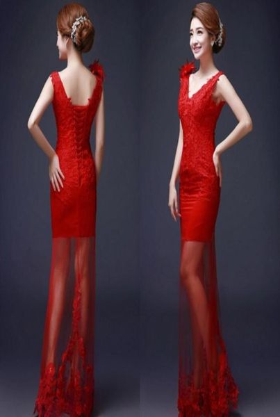 red chinese wedding dresses sheath column deep v neck sleeveless lace appliques laceup back sheer skirt bridal gowns with handmad8927875, White
red chinese wedding dresses sheath column deep v neck sleeveless lace appliques laceup back sheer skirt bridal gowns with handmad8927875, White