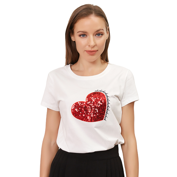 new summer fashion love embroidery pattern leisure clothing summer short sleeve women's printed fashion t-shirt women's top, White
new summer fashion love embroidery pattern leisure clothing summer short sleeve women's printed fashion t-shirt women's top, White