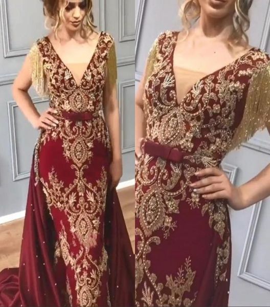 dark red arabic evening dresses with tassel gold appliques sequins beaded mermaid 2010 detachable train evening prom women gowns9432644, Black;red
dark red arabic evening dresses with tassel gold appliques sequins beaded mermaid 2010 detachable train evening prom women gowns9432644, Black;red