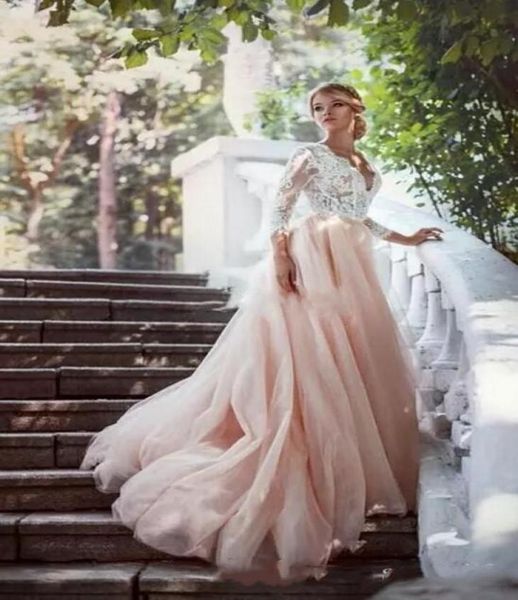 western country garden long sleeves wedding dresses backless deep v neck lace blush tulle chapel train aline 2017 plus size brida2795161, White
western country garden long sleeves wedding dresses backless deep v neck lace blush tulle chapel train aline 2017 plus size brida2795161, White