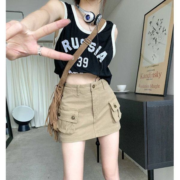 khaki work clothes denim short skirts women's american retro high waist character spicy girl anti slip wrap bottom skirt pants, Black
khaki work clothes denim short skirts women's american retro high waist character spicy girl anti slip wrap bottom skirt pants, Black