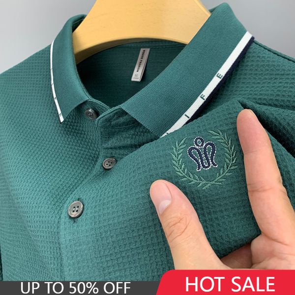 men's polos mens polo shirts with embroidery 2023 autumn waffle long sleeve breathable button down tshirt business casual ropa hombre r, White;black
men's polos mens polo shirts with embroidery 2023 autumn waffle long sleeve breathable button down tshirt business casual ropa hombre r, White;black