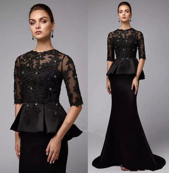 vintage black mermaid evening dresses with peplum beaded applique half sleeves mother of the bride party gowns jewel neck prom dre7962828, Black;red
vintage black mermaid evening dresses with peplum beaded applique half sleeves mother of the bride party gowns jewel neck prom dre7962828, Black;red