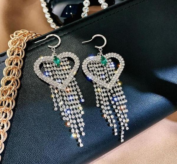 heart rhinestone drop earrings for women long tassel green crystal dangle bride wedding party jewelry chandelier1264366, Silver
heart rhinestone drop earrings for women long tassel green crystal dangle bride wedding party jewelry chandelier1264366, Silver